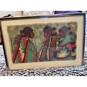Vintage‎ Lydia Dillon-Sutton Navajo Women Signed Batik Art 1988